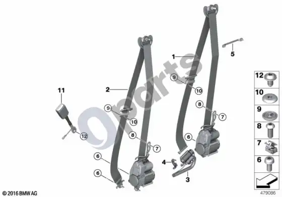BMW X5 F15 saugos diržas REMA, priekinis – schema