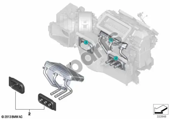 BMW X5 F15 šildytuvo radiatorius – schema