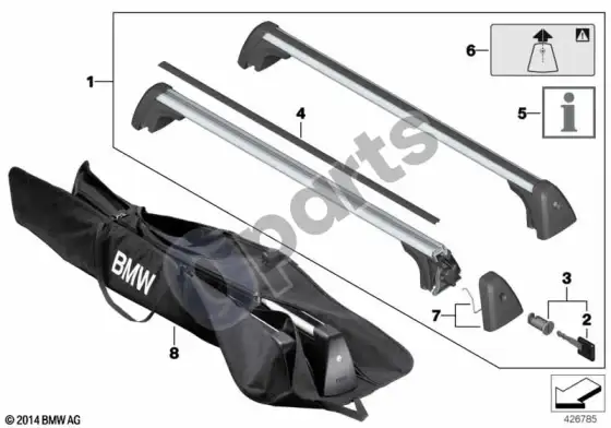 BMW X5 F15 stogo turėklų laikiklis – schema