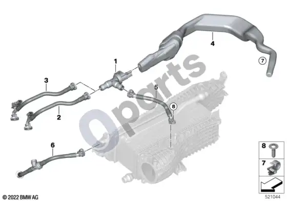 BMW X5 G05 bako vėdinimo vožtuvas / vamzdeliai – schema