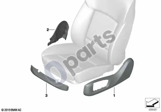 BMW X5 G05 individualios priekinių sėdynių apdailos – schema