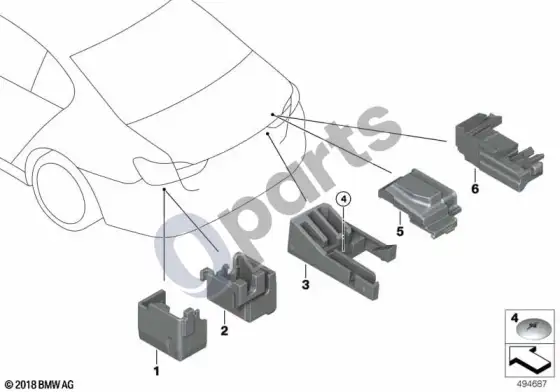 BMW X5 G05 įrenginio laikiklis, bagažinės skyrius – schema