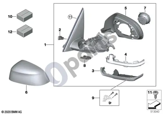 BMW X5 G05 išorinis veidrodėlis – schema