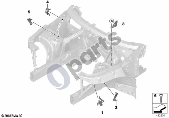 BMW X5 G05 priekinis kėbulo laikiklis – schema