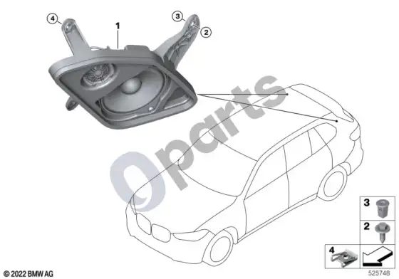 BMW X5 G05 atskiros dalys, top hifi sistema, d statramstis – schema