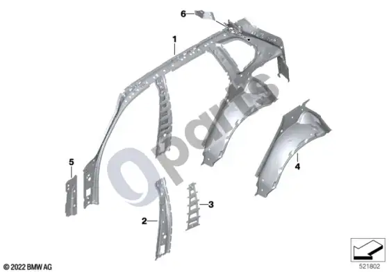 BMW X5 G05 šoninis rėmas, vidinis – schema
