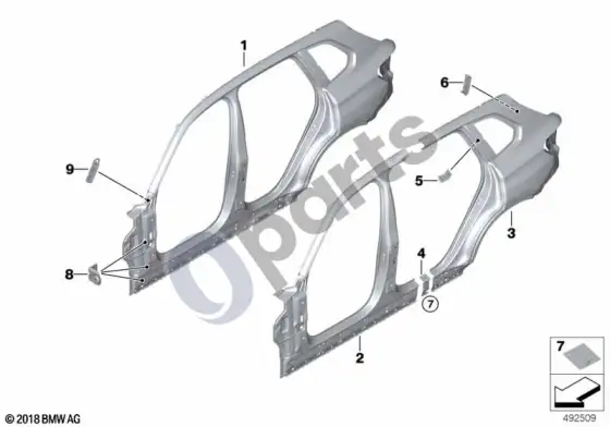 BMW X5 G05 šoninis rėmas – schema