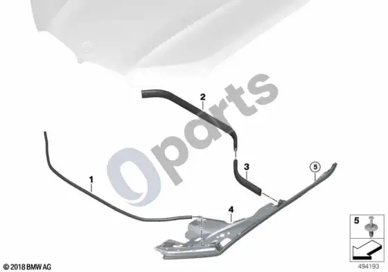 BMW X5 G05 variklio dangčio sandarikliai – schema