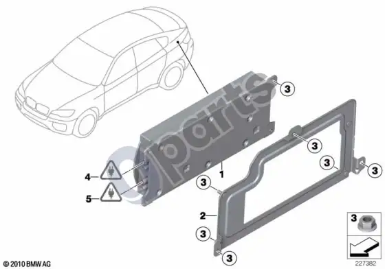 BMW X6 E71 atskiros dalys SA 633, bagažinė – schema