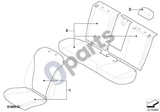 BMW X6 E71 avikailio sėdynės užvalkalas – schema