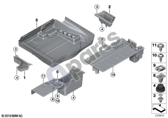 BMW X6 E71 bagažinės grindų skyrius – schema