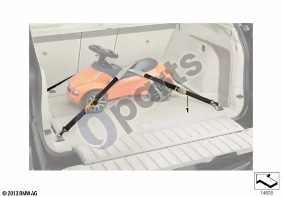 BMW X6 E71 bagažinės tvirtinimo dirželis – schema