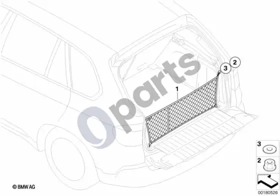 BMW X6 E71 bagažo tinklas – schema