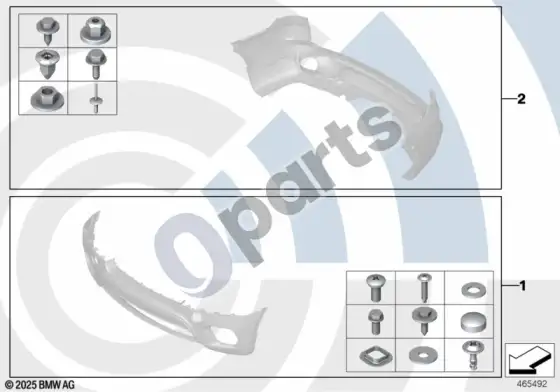BMW X6 E71 bamperio montavimo komplektas – schema
