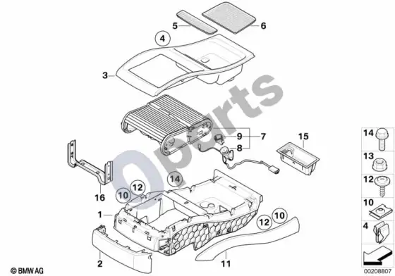 BMW X6 E71 centrinė konsolė, galinis salonas – schema