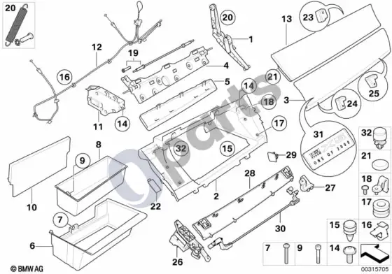 BMW X6 E71 daiktadėžė – schema
