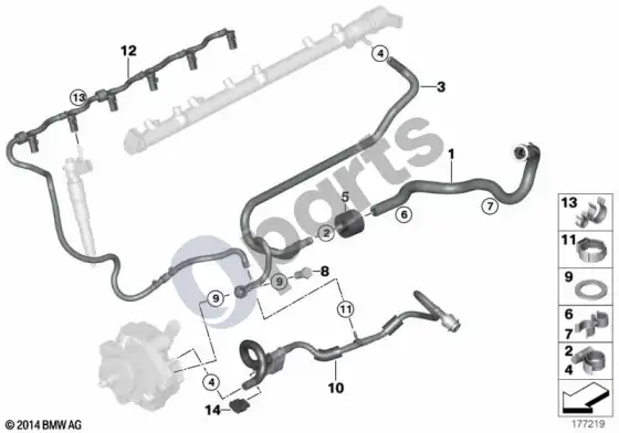 BMW X6 E71 degalų linijos – schema
