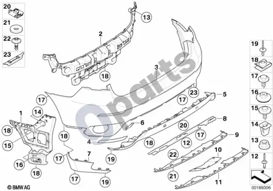 BMW X6 E71 galinė apdailos plokštė – schema