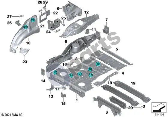 BMW X6 E71 galinė dalis – schema