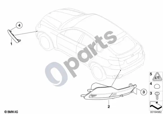 BMW X6 E71 galinis atšvaitas/galinis rūko žibintas – schema