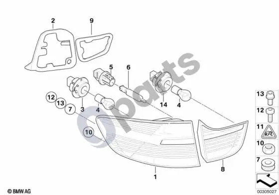 BMW X6 E71 galinis žibintas – schema