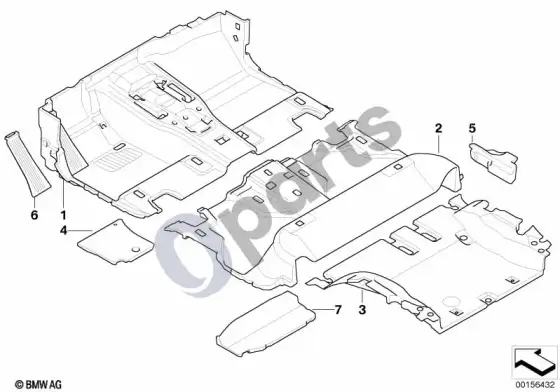 BMW X6 E71 grindų danga – schema