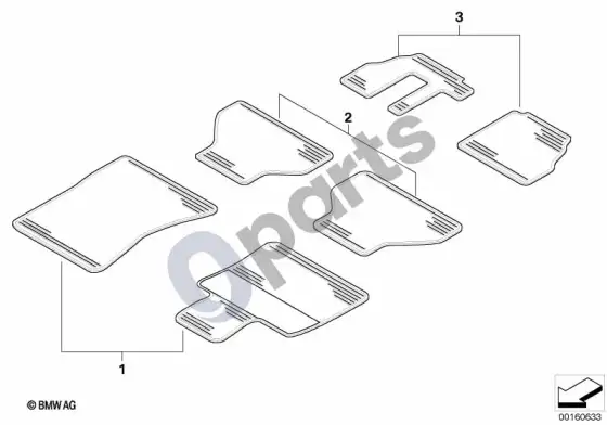 BMW X6 E71 guminiai kilimėliai – schema