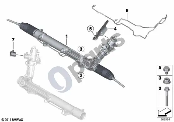 BMW X6 E71 hidraulinė vairo pavara – schema