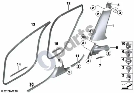 BMW X6 E71 įlipimo angos apdaila – schema