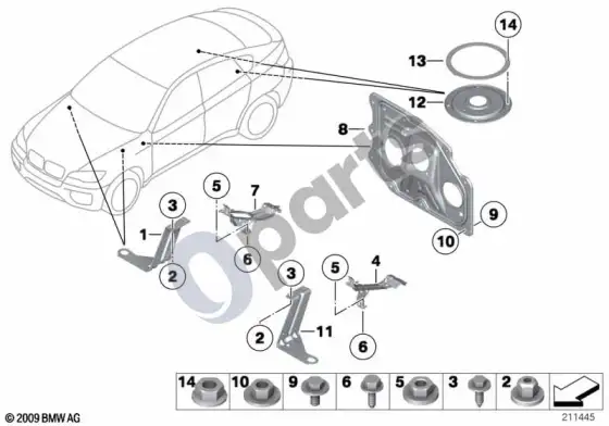 BMW X6 E71 įvairios kėbulo dalys – schema