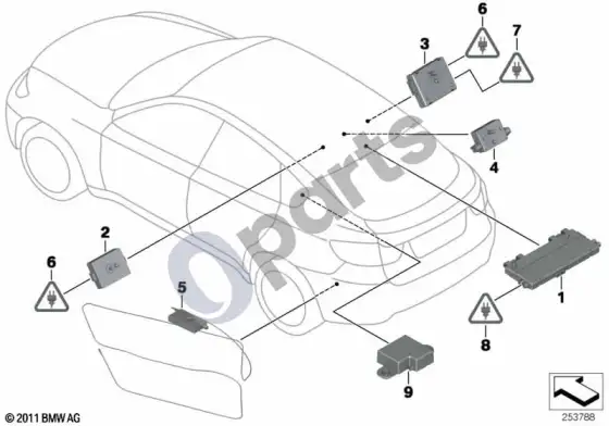 BMW X6 E71 komponentai, antenos stiprintuvas, diversity – schema