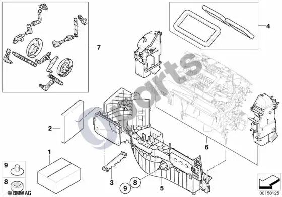 BMW X6 E71 korpuso dalys – oro kondicionierius – schema