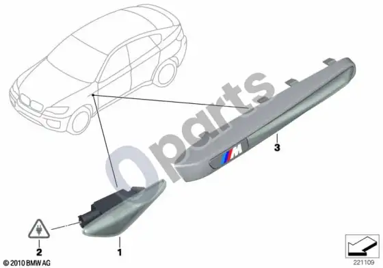 BMW X6 E71 papildomas posūkio rodiklio žibintas – schema