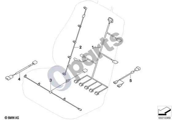 BMW X6 E71 papildomų kabelių komplektai, sėdynė – schema
