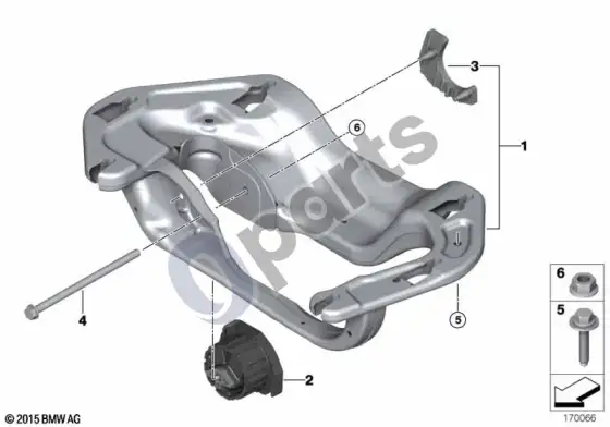 BMW X6 E71 pavarų dėžės pakaba, visų ratų pavara – schema
