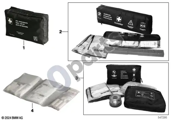 BMW X6 E71 pirmosios pagalbos vaistinėlė, universali – schema