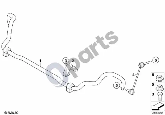 BMW X6 E71 priekinis stabilizatorius – schema