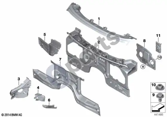 BMW X6 E71 purslų sienelės dalys – schema