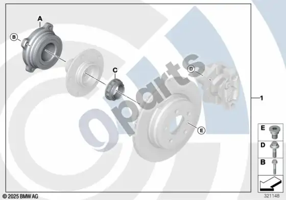 BMW X6 E71 rato guolio remonto komplektas, galinis – schema