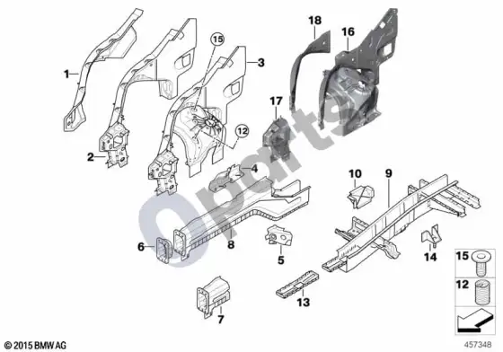 BMW X6 E71 ratų arka/variklio atrama – schema