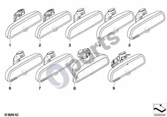 BMW X6 E71 salono veidrodėlis – schema