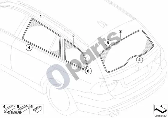 BMW X6 E71 saulės užuolaida – schema