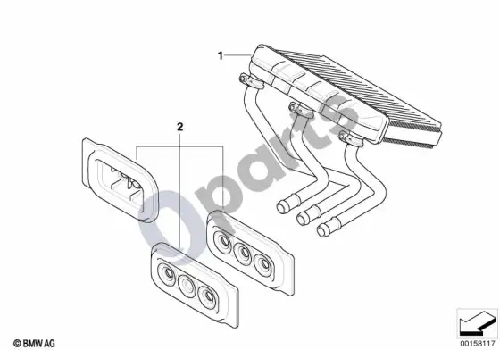 BMW X6 E71 šildytuvo radiatorius – schema