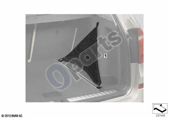 BMW X6 E71 šoninis bagažinės tinklas – schema