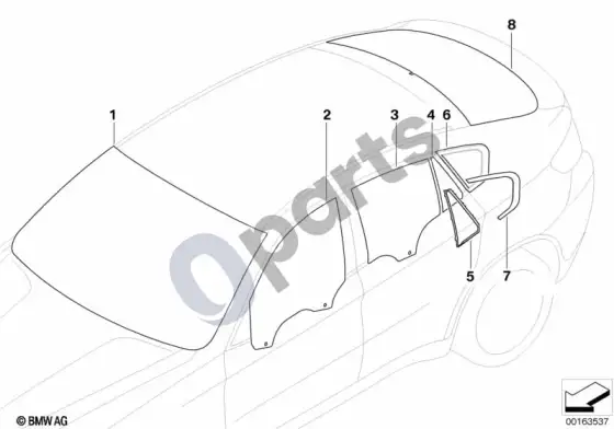 BMW X6 E71 stiklai – schema