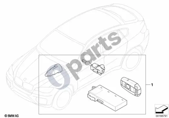 BMW X6 E71 užrakinimas vienu raktu – schema