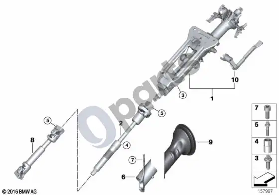 BMW X6 E71 vairo kolonėlė, mechaninė / vairo velenas – schema