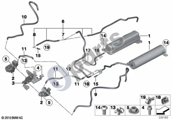 BMW X6 E71 vakuuminis valdymas - išmetimo turbokompresorius; 2010.07 - ... – schema