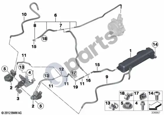 BMW X6 E71 vakuuminis valdymas - išmetimo turbokompresorius; 2012.04 - ... – schema