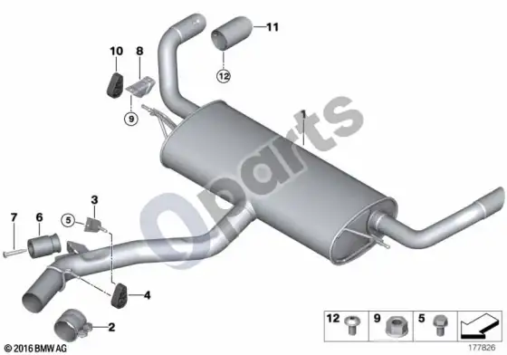 BMW X6 E71 išmetimo sistema, galinė – schema